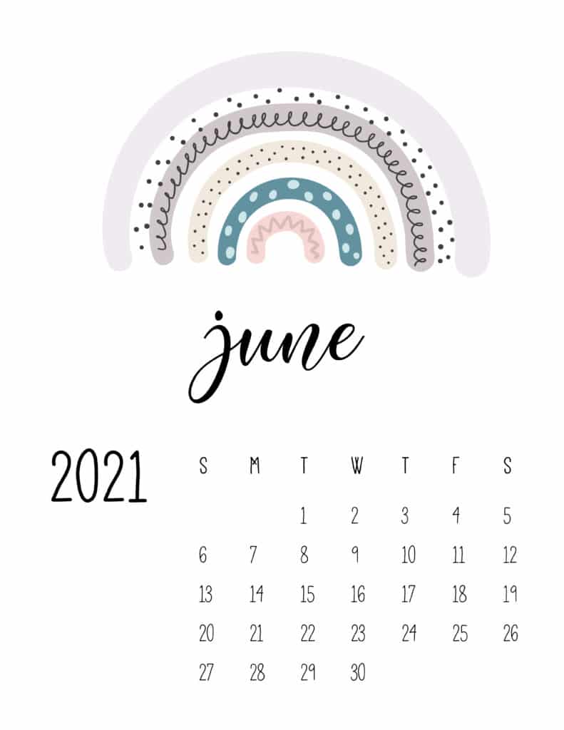 Happy Rainbows June 2021 Calendar