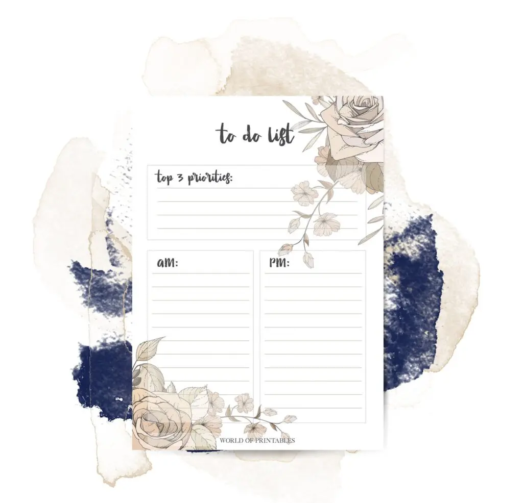 Free printable Dusky Rose To Do List