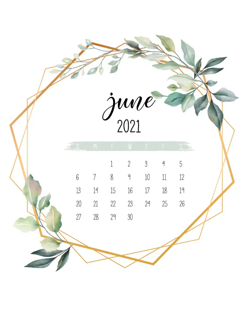 June 2021 Calendar Botanical Free Printable