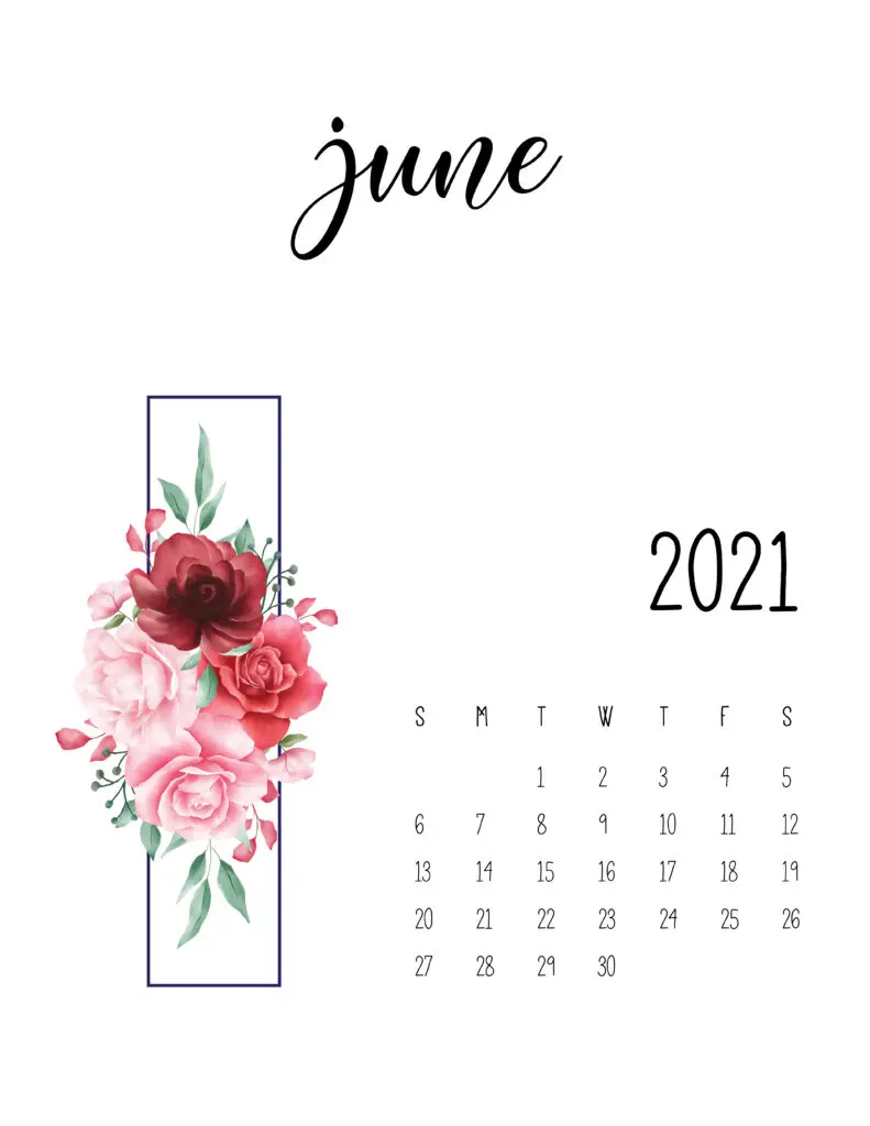 June 2021 Floral Calendar Free