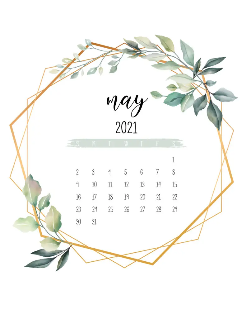 May 2021 Calendar Botanical Free Printable