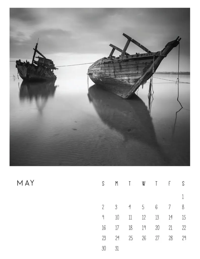 May 2021 Calendar Monochrome Photography
