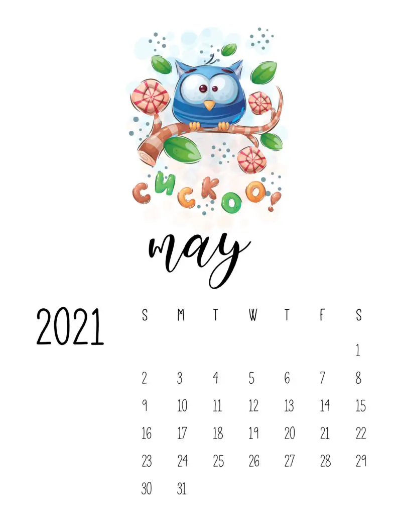 May 2021 Calendar with Cute Happy Animals