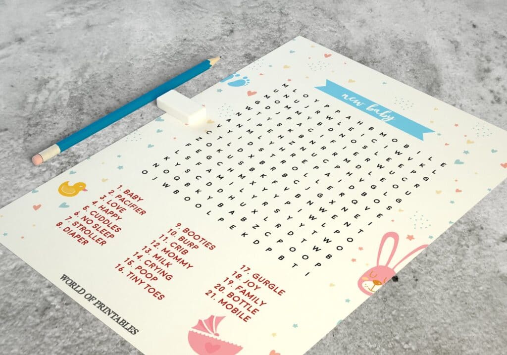 New Baby Word Search