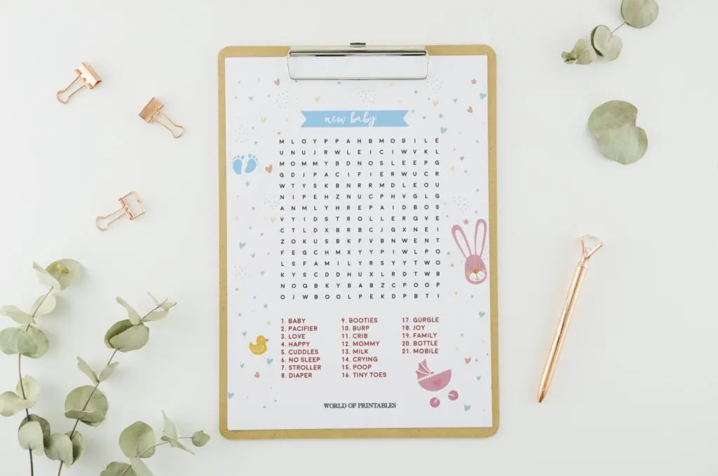 New Baby Word Search