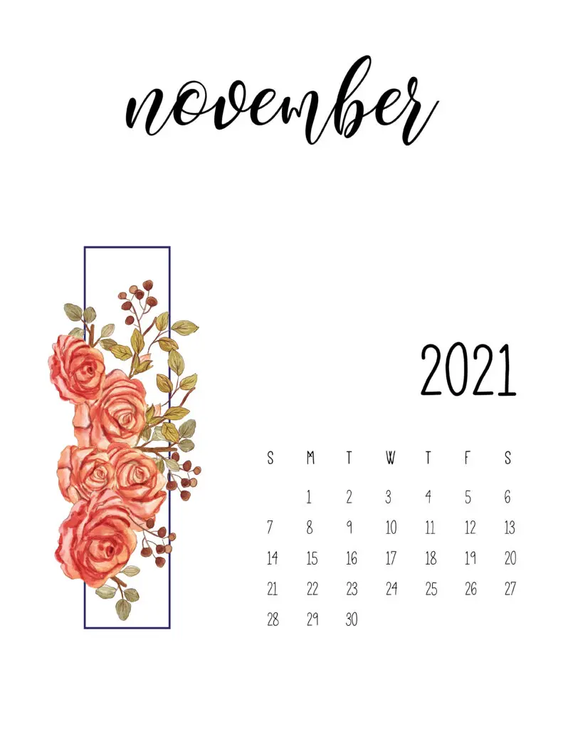 November 2021 Floral Calendar Free
