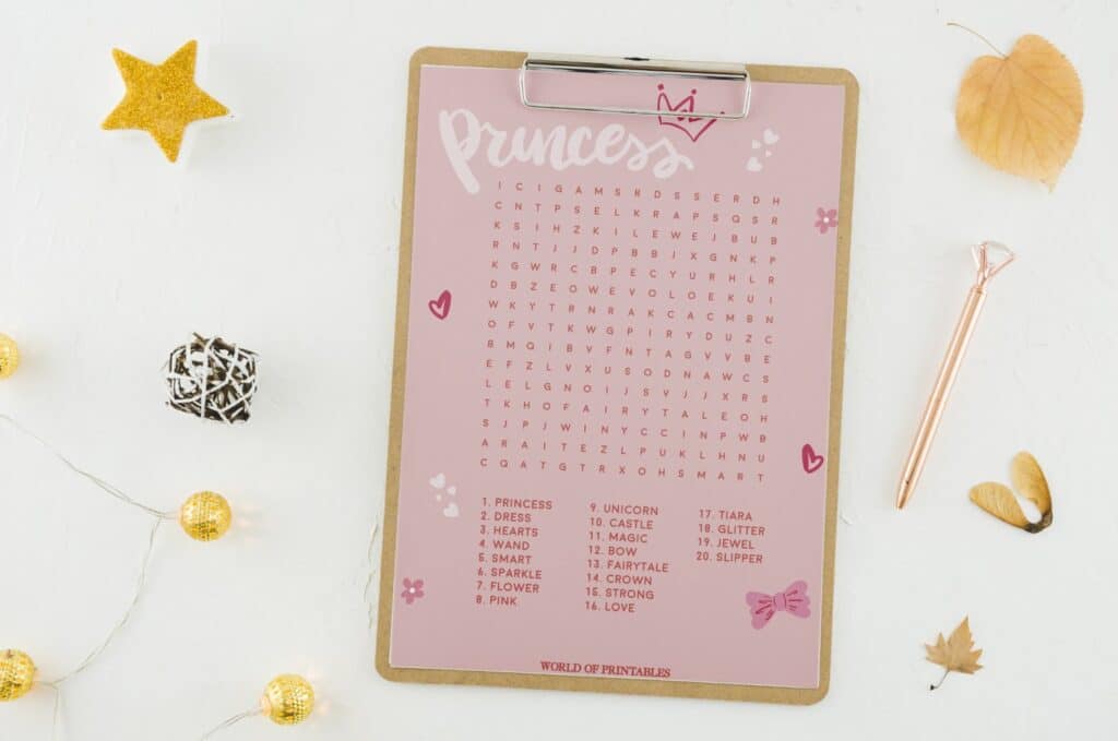 Free Printable Princess Word Search World Of Printables