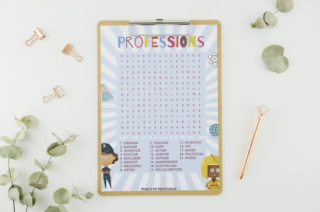 Professions Word Search