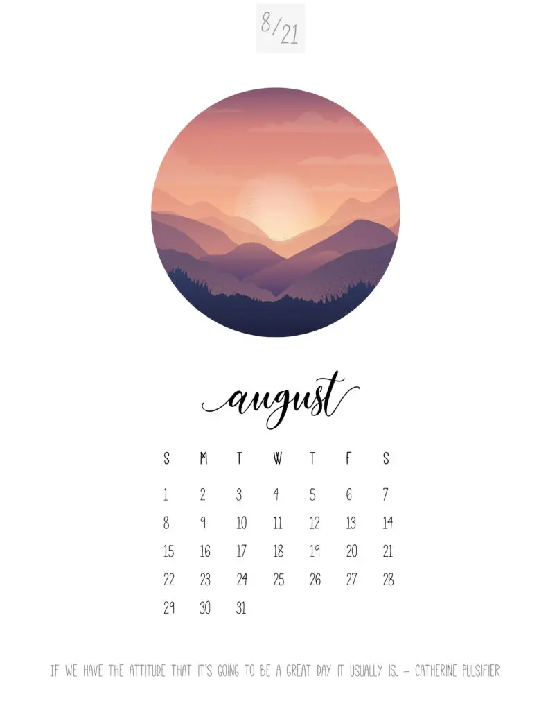 Scenic August 2021 Calendar