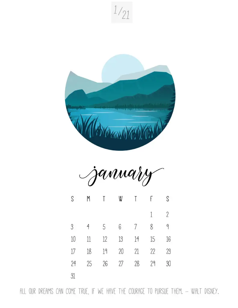 Scenic January 2021 Calendar