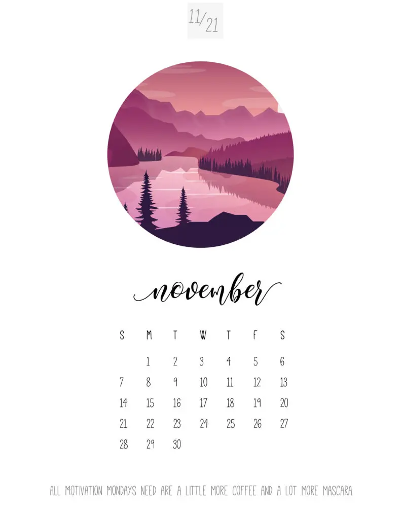 Scenic November 2021 Calendar