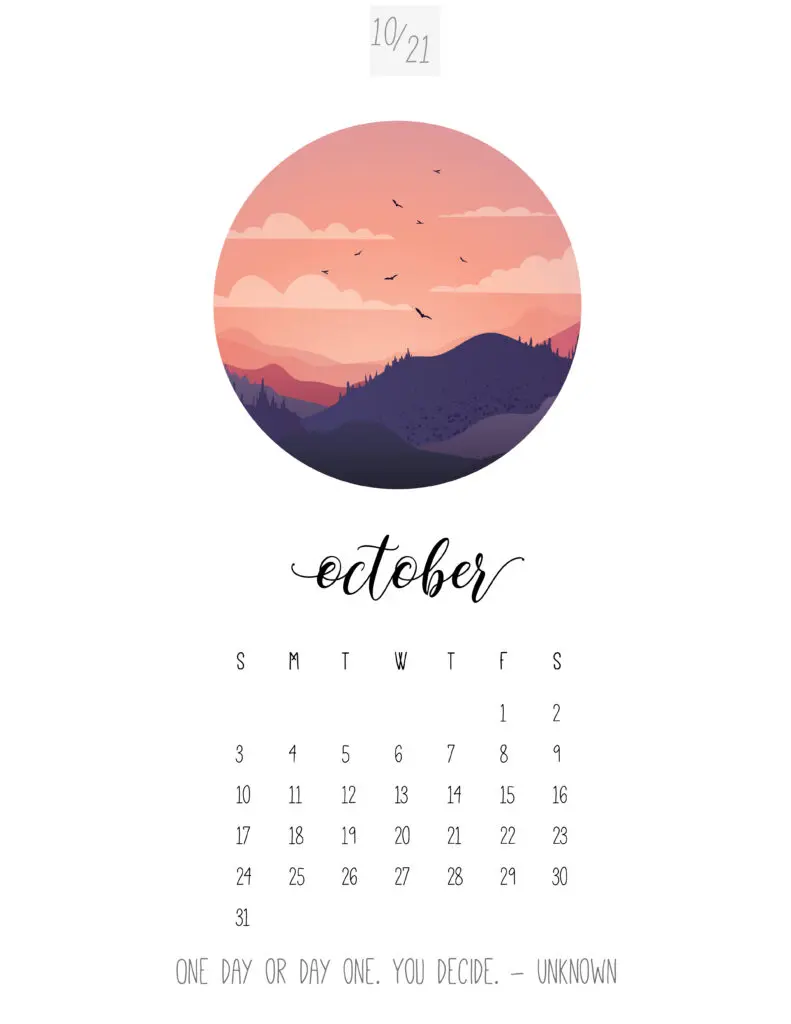 Scenic October 2021 Calendar