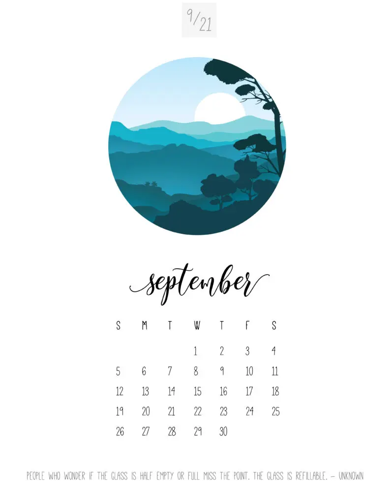 Scenic September 2021 Calendar