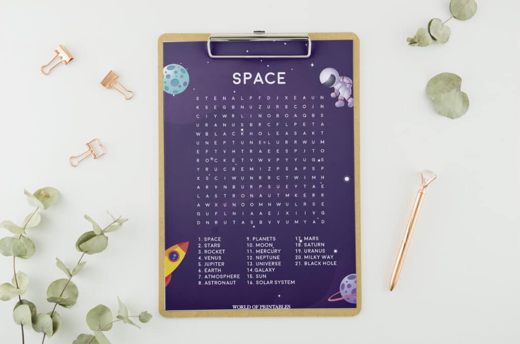 Free Printable Space Word Search World Of Printables