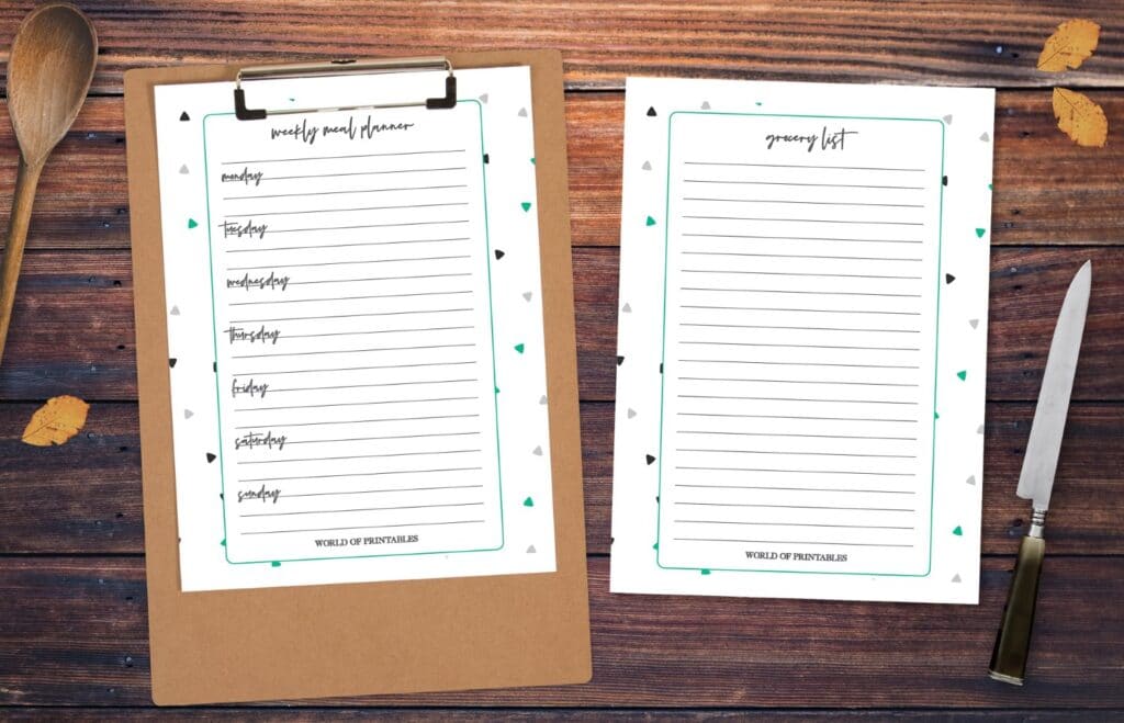 Triangle Pattern Grocery List printable