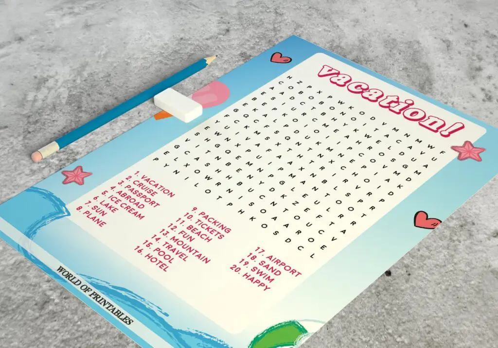 Vacation Word Search