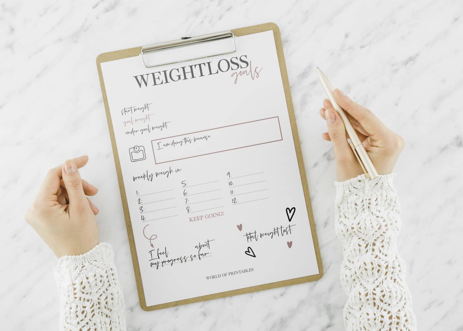 Free Printable Weight loss Goal Tracker - World of Printables