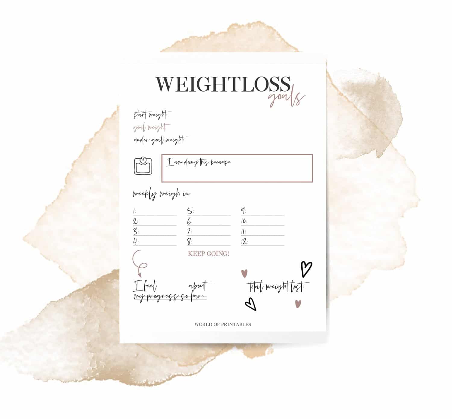 Free Printable Weight loss Goal Tracker - World of Printables