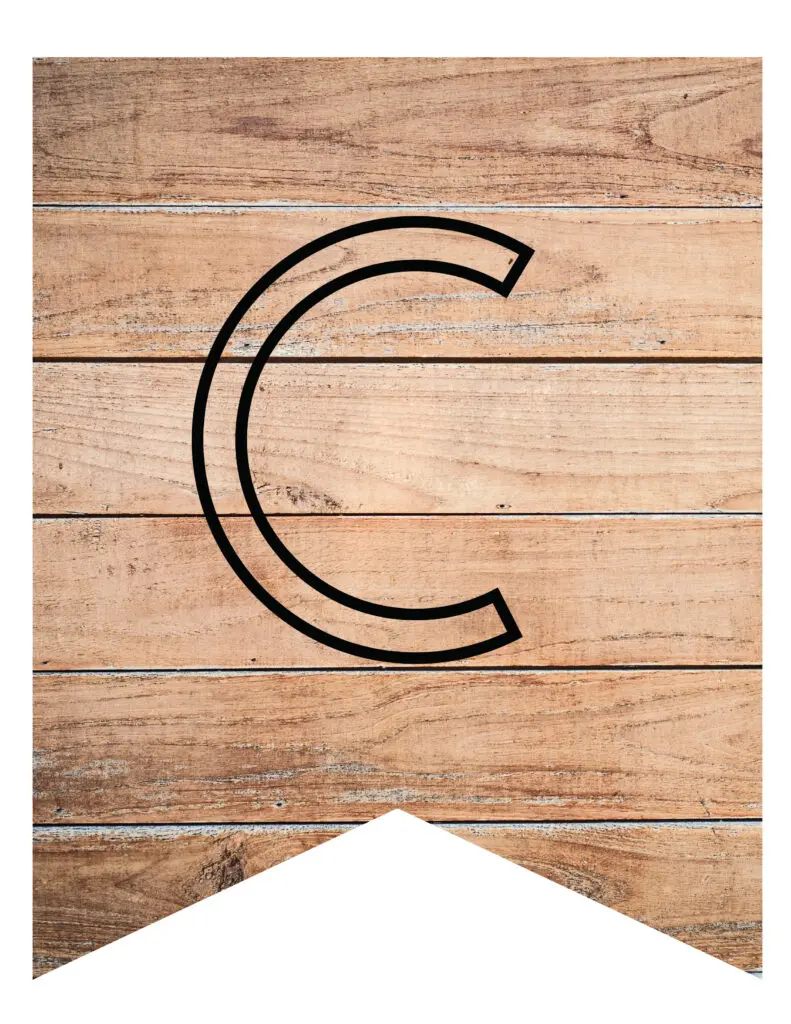 Free Printable wooden themed banner letters. Rustic wooden theme style printable banner letters template.