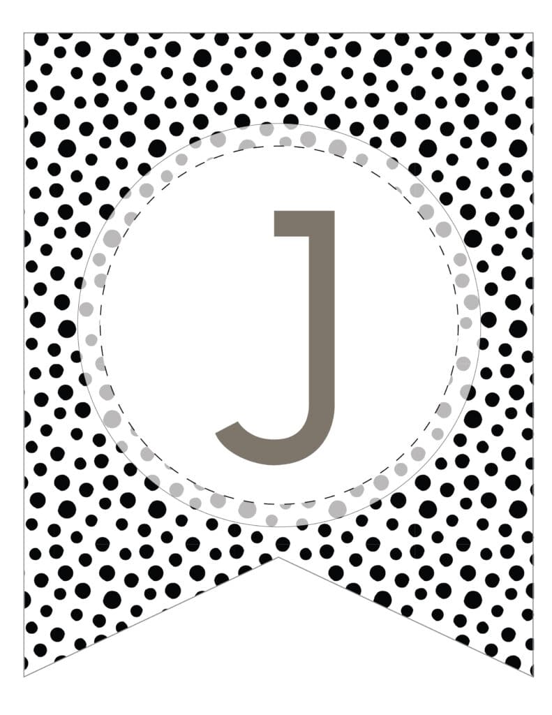 free printable black and white pattern banner letters template