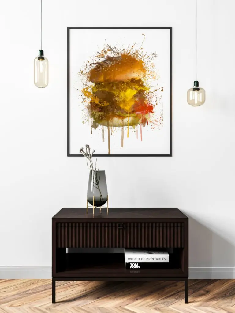 Burger Abstract Splatter Printable Wall Art