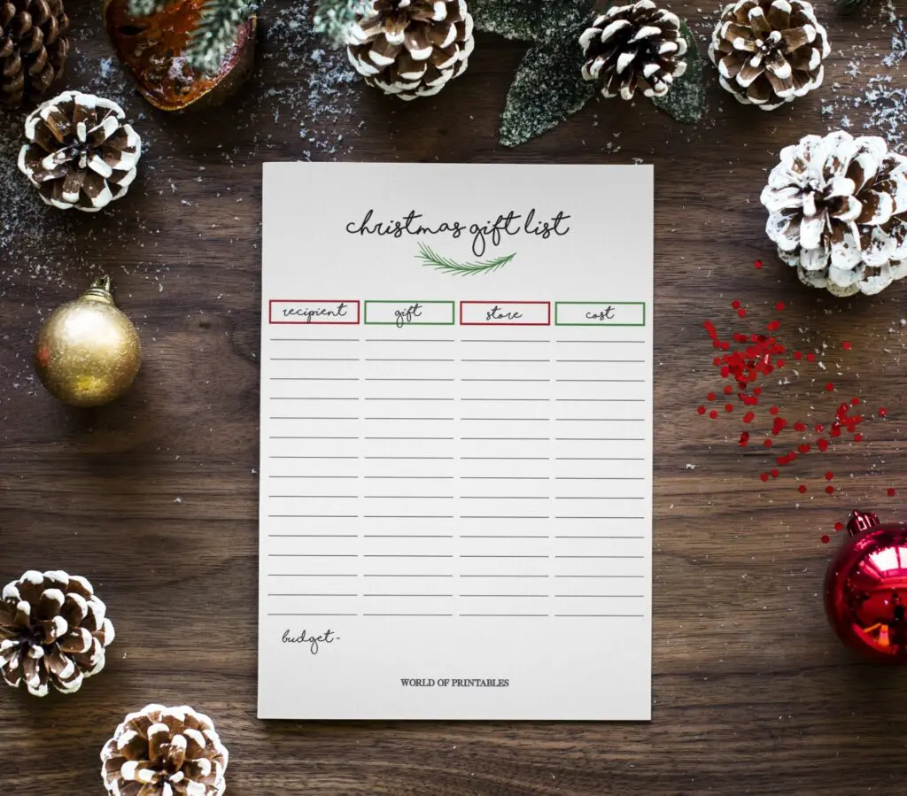 Minimalist Christmas Gift List Mock up 2