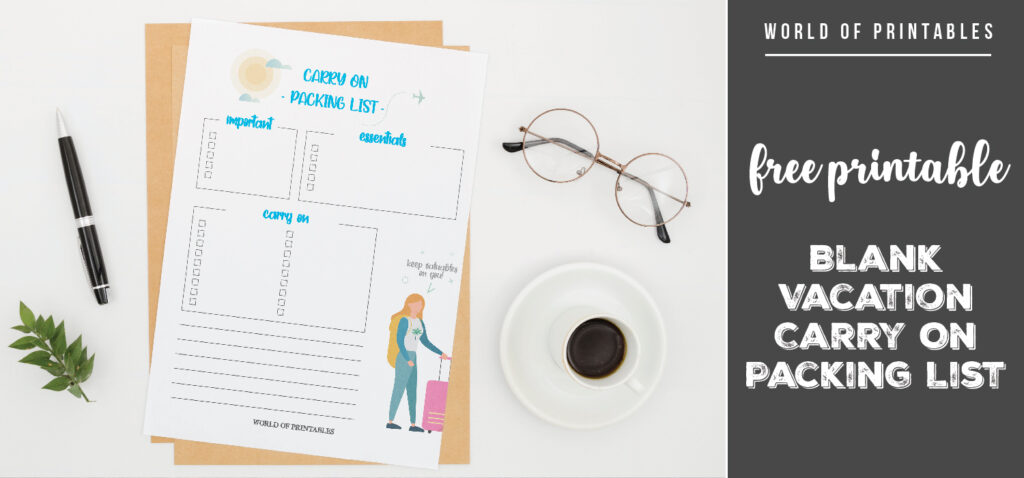 free printable Blank Vacation Carry On Packing List-01