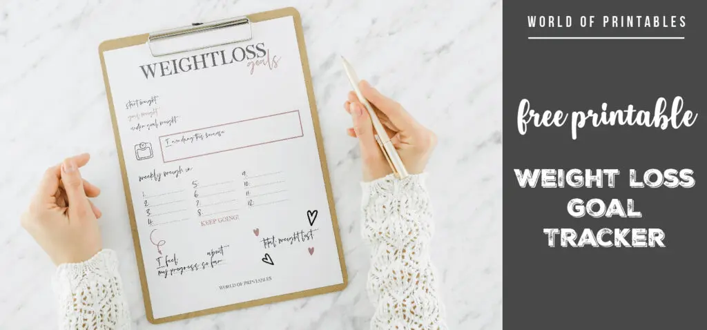 free printable Weight loss Goal Tracker