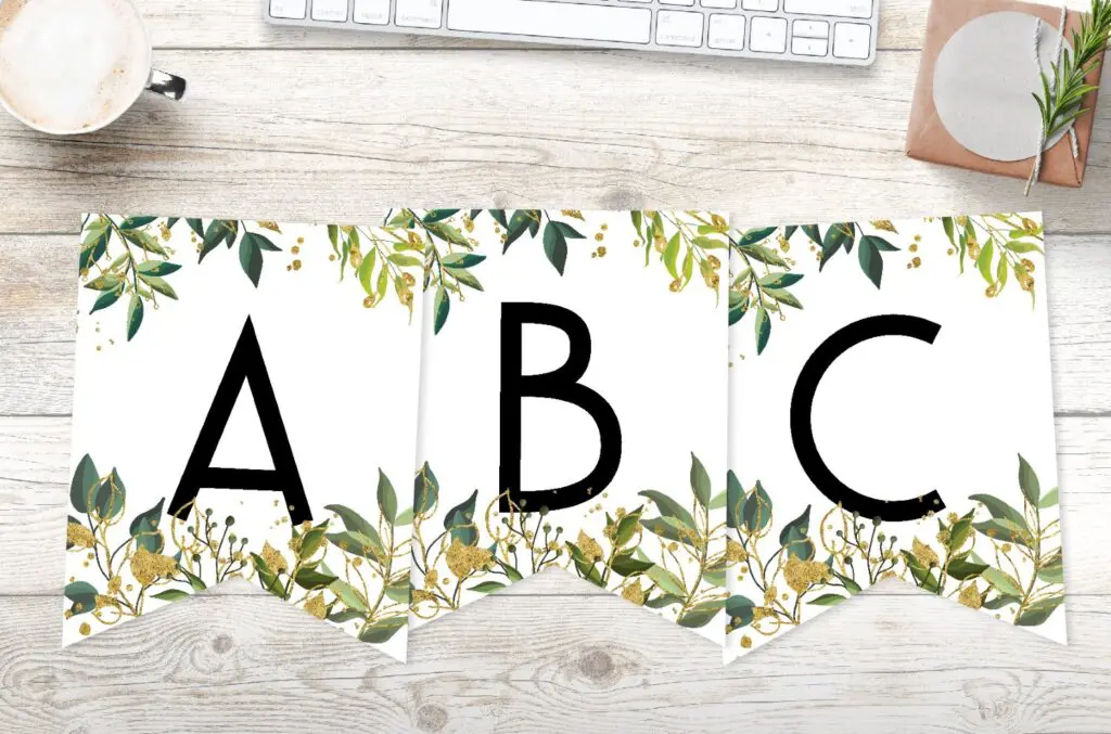 free printable botanical banner. Create a DIY personalized custom banner for birthday party decor, wedding, New Year, Holidays.