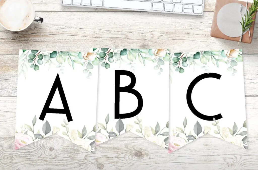 free printable soft botanical floral banner for birthday party, bridal shower or wedding party.