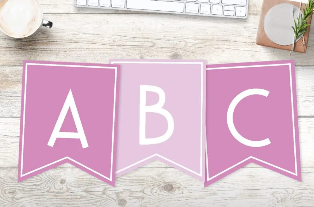 Free printable girls pink banner letters