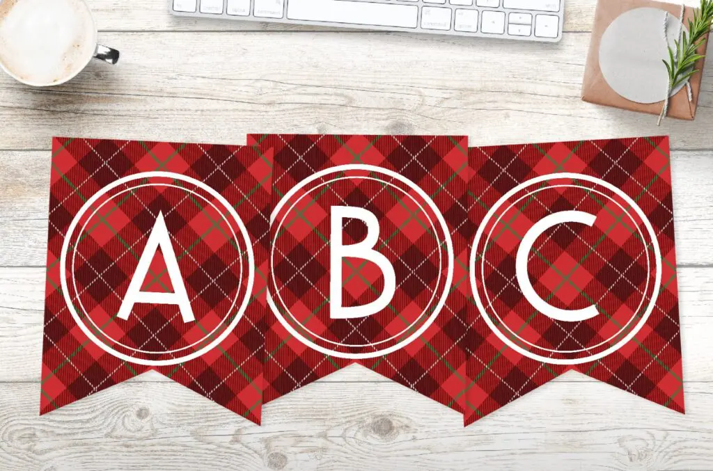 free printable tartan banner letters template.