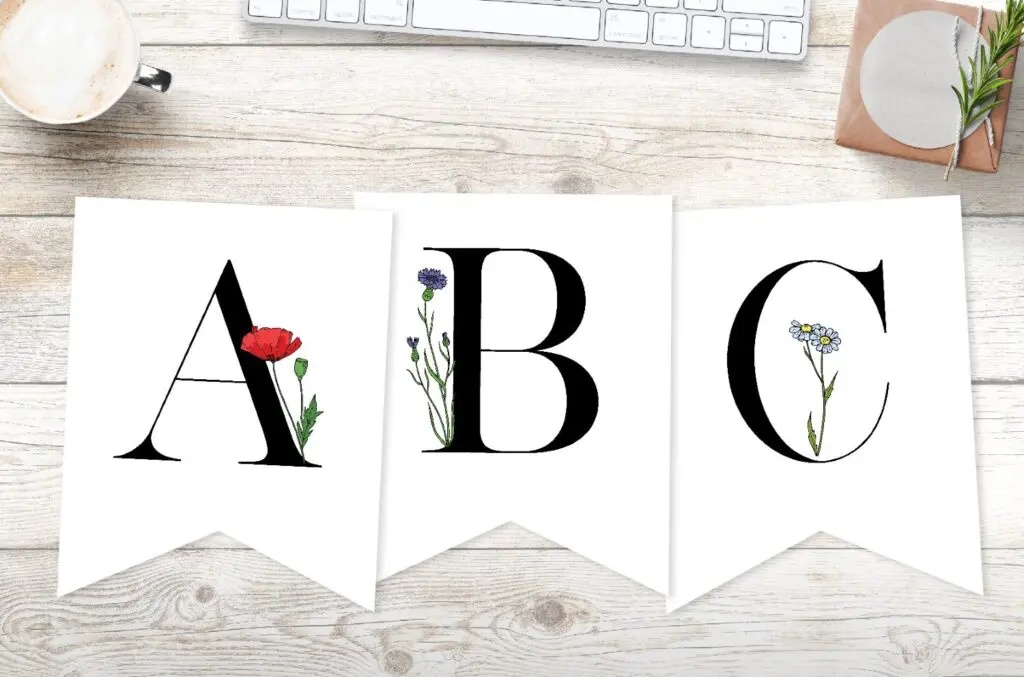 free printable banner letters with flowers