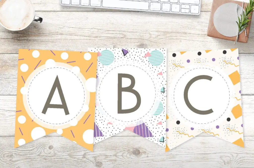 Free printable fun abstract banner letters