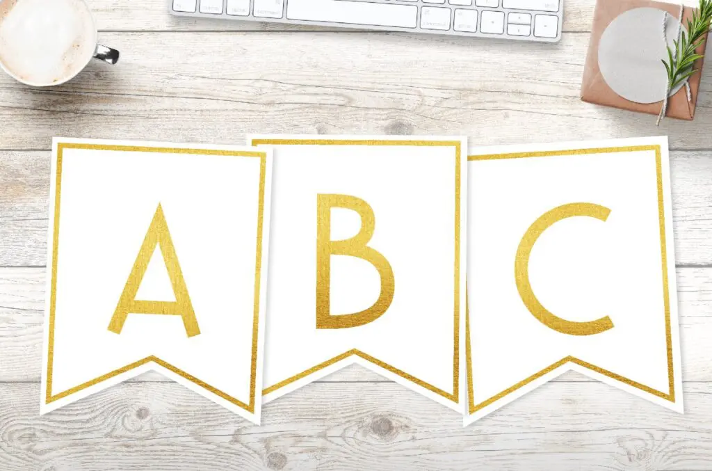 Free printable gold framed banner letters