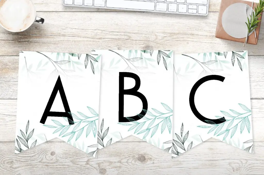 free printable delicate leaves floral banner letter template