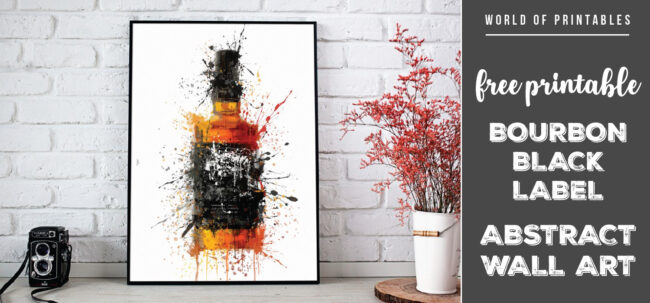 free printable bourbon black label abstract splatter wall art