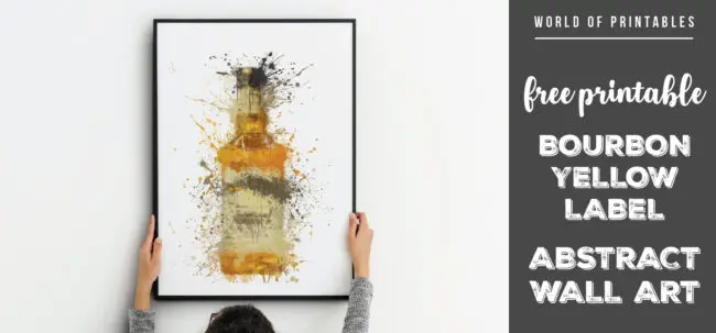 free printable bourbon yellow label abstract splatter wall art