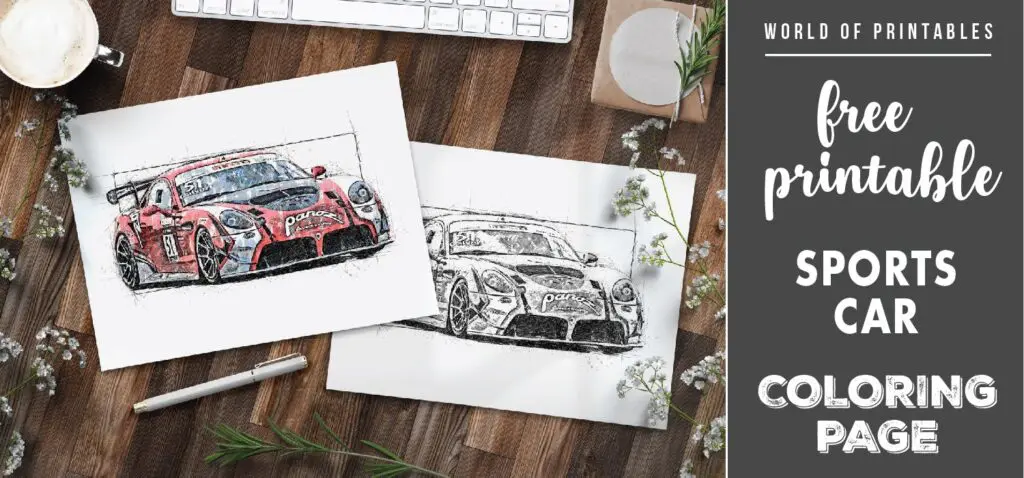 free printable sports car coloring page - world of printables