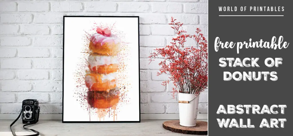 free printable stack of donuts abstract splatter wall art