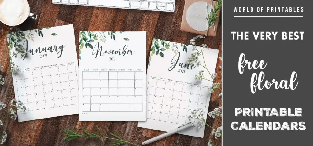 the very best free floral calendars printable 2021-01 - WOP