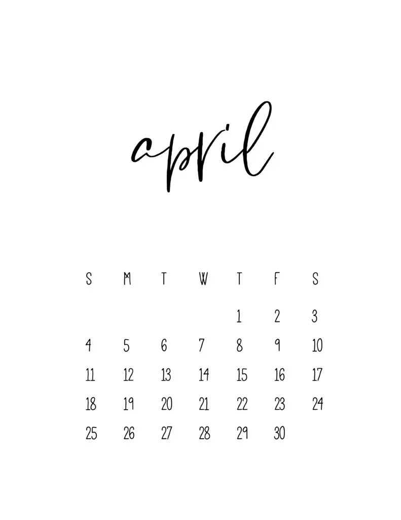 April 2021 Calendar Free Printable Template
