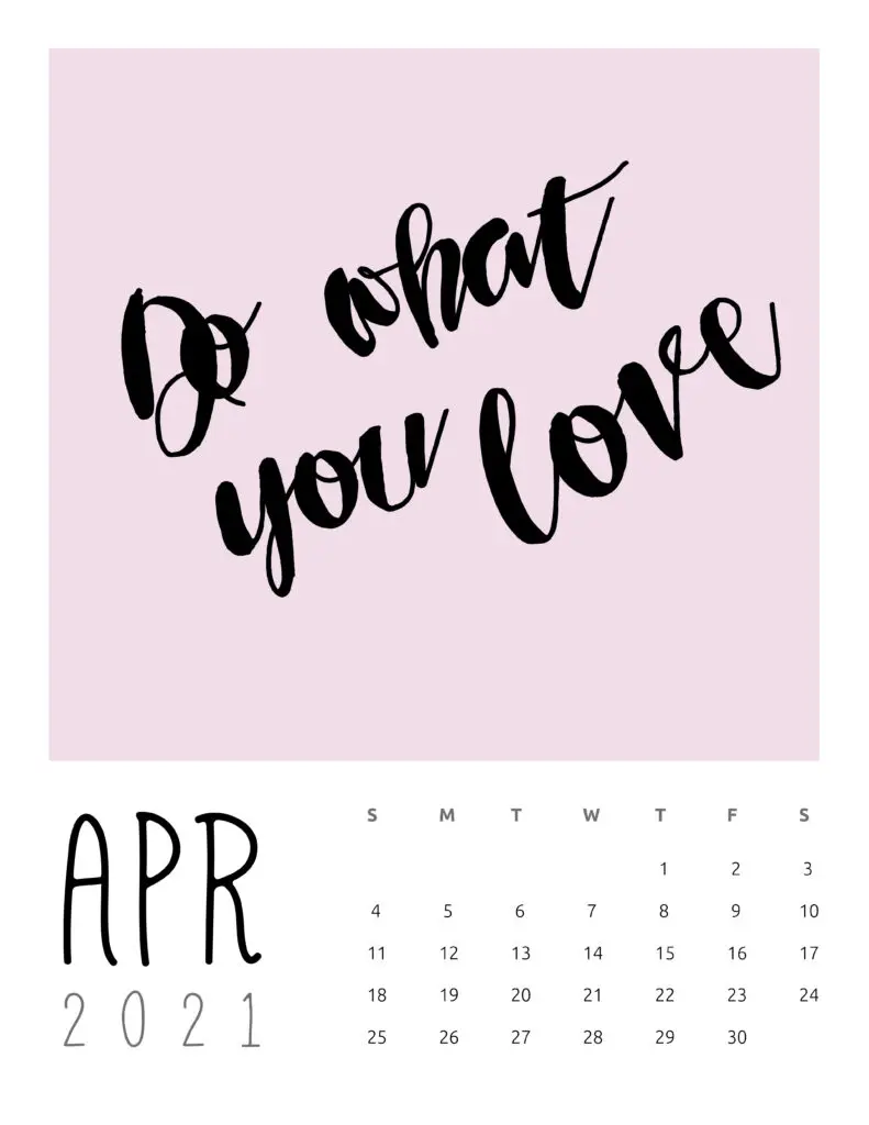 April 2021 Inspirational Quotes Calendar