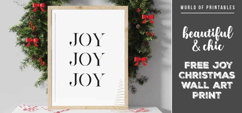 Beautiful and Chic Free Joy Christmas Wall Art Print