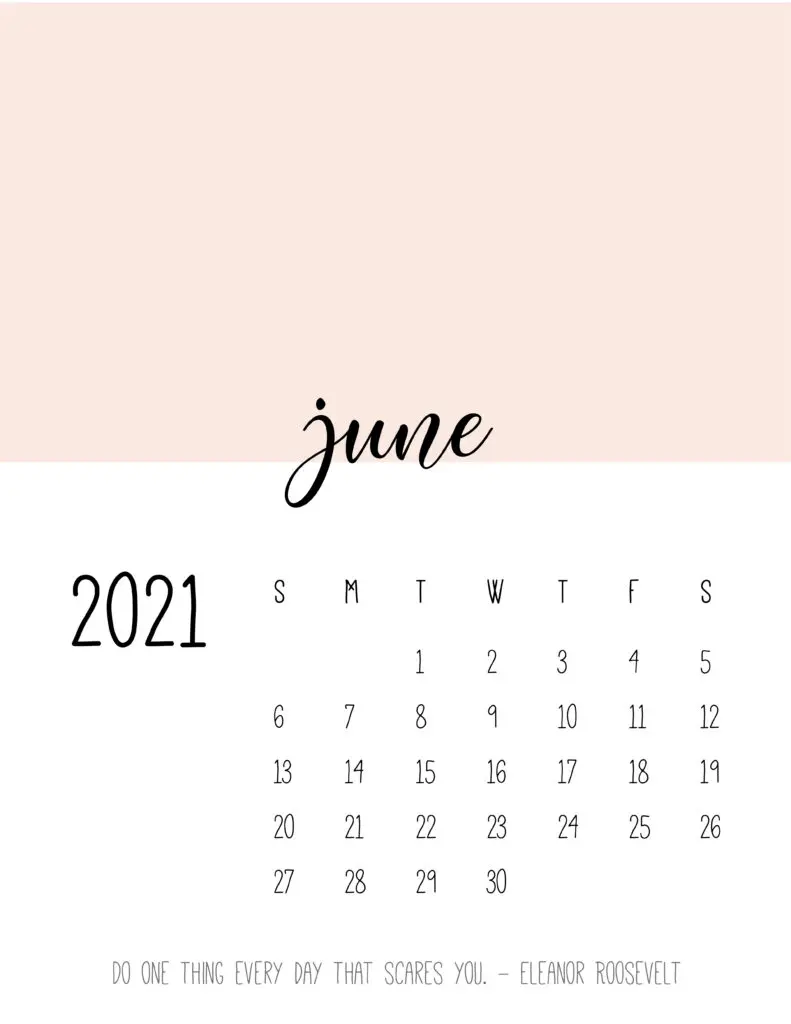 Block Color June 2021 Calendar