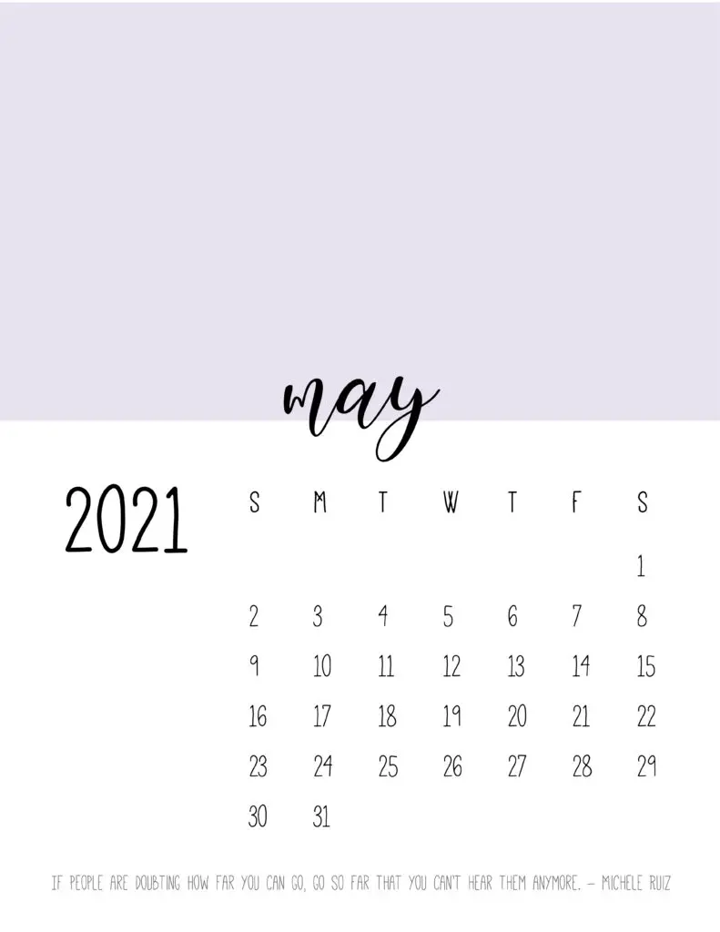 Block Color May 2021 Calendar