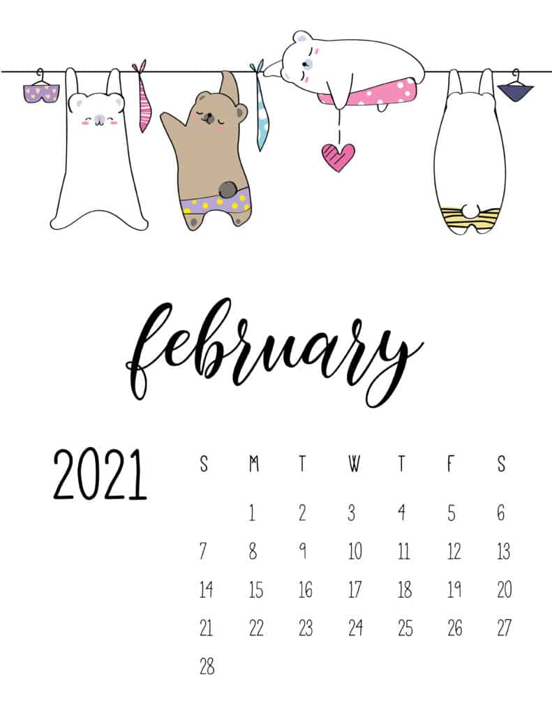 Featured image of post February 2021 Printable Calendar Cute