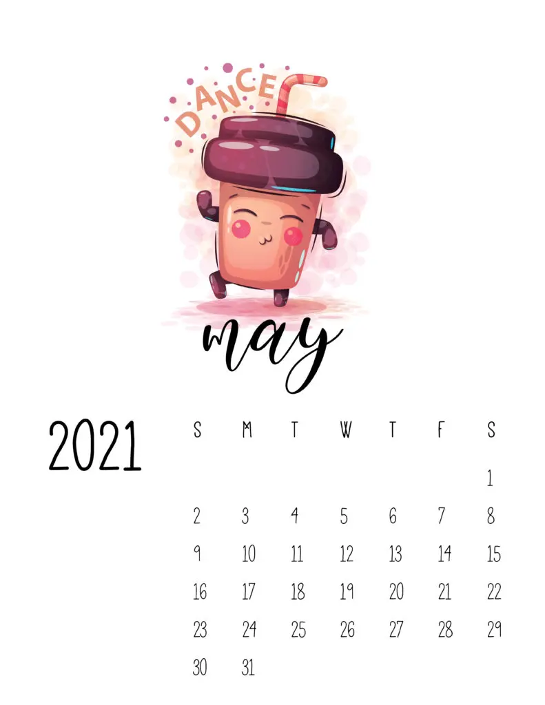 Cute Coffee Time May 2021 Calendar