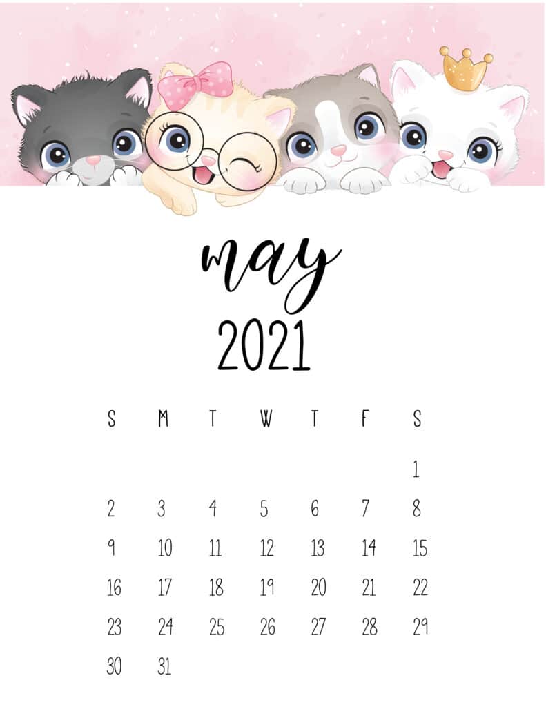 Cute Kittens 2021 Calendar - World of Printables