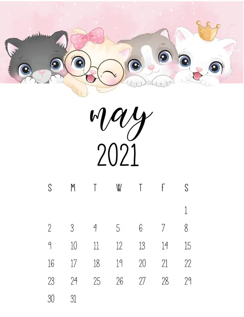 Cute Kittens May 2021 Calendar